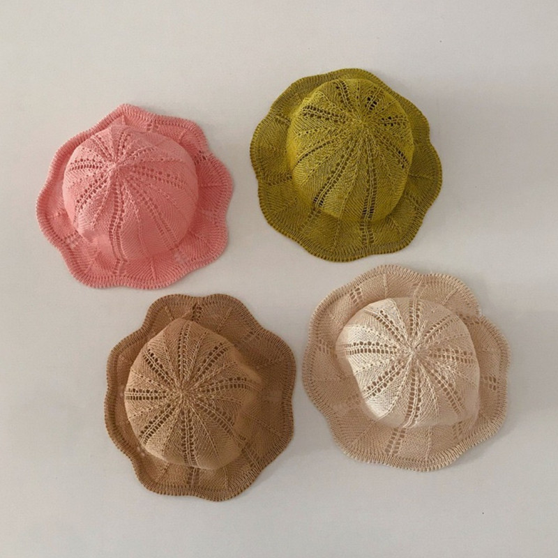 Κομψό στυλ Παιδικά μονόχρωμα καπέλα ψαρά, κοριτσάκι, μωρό, σκίαστρο με κύμα, ψάθινο καπέλο για νήπιο, καλοκαιρινό καπέλο