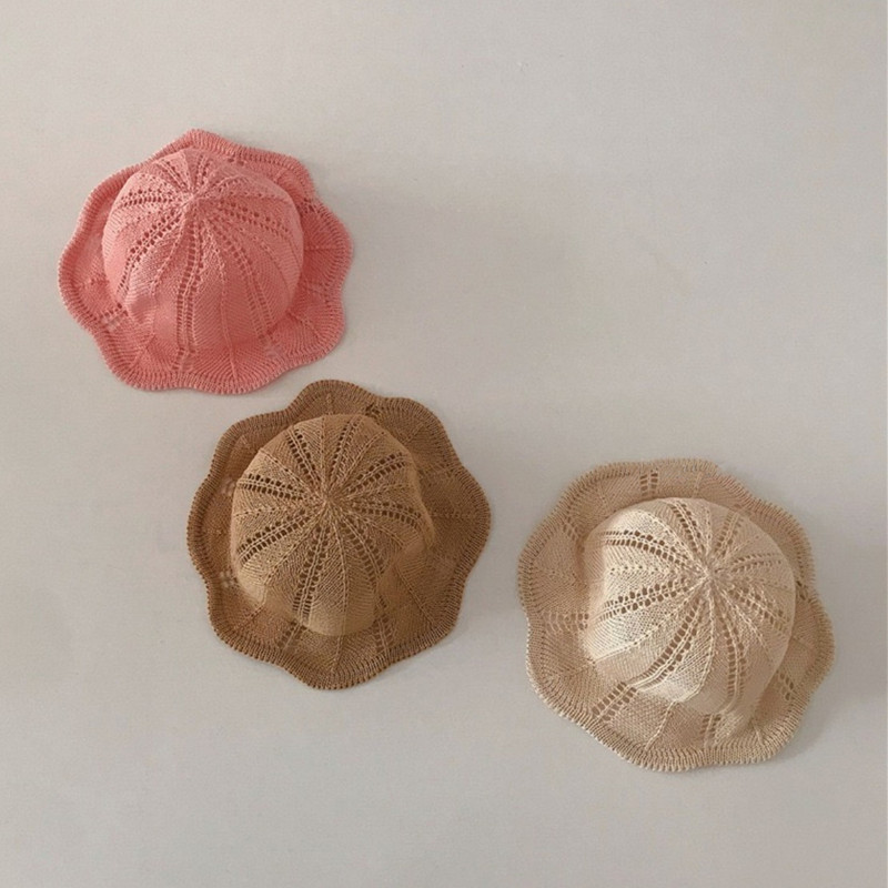 Κομψό στυλ Παιδικά μονόχρωμα καπέλα ψαρά, κοριτσάκι, μωρό, σκίαστρο με κύμα, ψάθινο καπέλο για νήπιο, καλοκαιρινό καπέλο