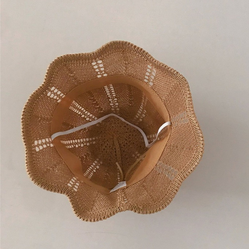 Κομψό στυλ Παιδικά μονόχρωμα καπέλα ψαρά, κοριτσάκι, μωρό, σκίαστρο με κύμα, ψάθινο καπέλο για νήπιο, καλοκαιρινό καπέλο