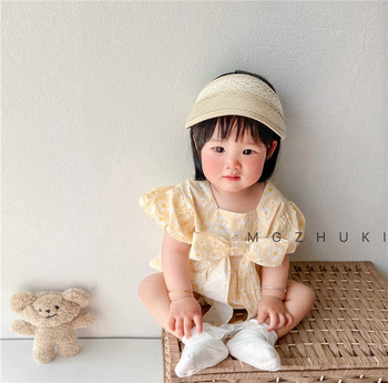 Καλοκαιρινό καπέλο για νήπια Κορεάτικη μόδα Δαντέλα Απλότητα Μονόχρωμο καλαμάκι για παιδικό κορίτσι Λεπτό κοίλο αναπνεύσιμο παιδικό αλεξήλιο για εξωτερικούς χώρους