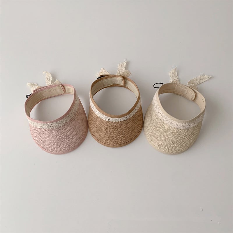 Καλοκαιρινό καπέλο για νήπια Κορεάτικη μόδα Δαντέλα Απλότητα Μονόχρωμο καλαμάκι για παιδικό κορίτσι Λεπτό κοίλο αναπνεύσιμο παιδικό αλεξήλιο για εξωτερικούς χώρους