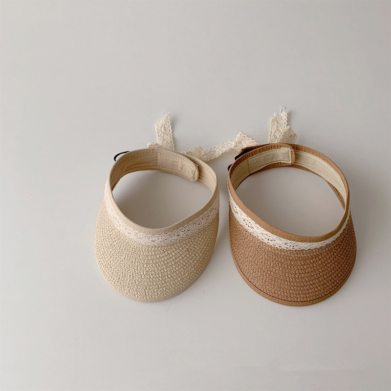 Καλοκαιρινό καπέλο για νήπια Κορεάτικη μόδα Δαντέλα Απλότητα Μονόχρωμο καλαμάκι για παιδικό κορίτσι Λεπτό κοίλο αναπνεύσιμο παιδικό αλεξήλιο για εξωτερικούς χώρους