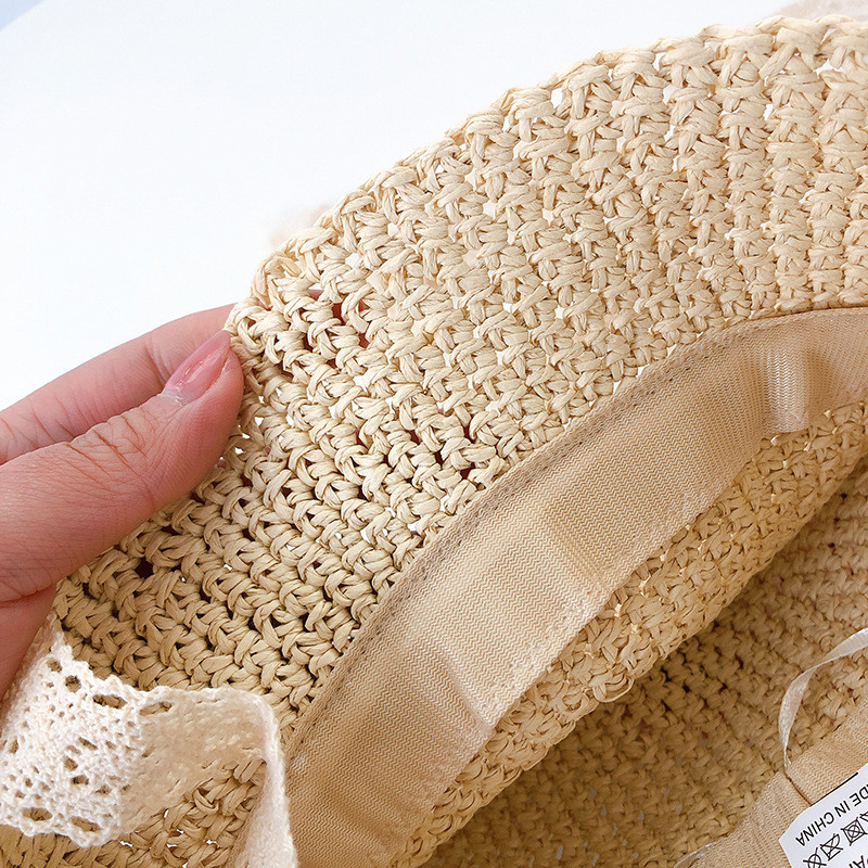 Bērnu cepure Vasaras salmiņi Meiteņu cepure Mode Mežģīnes Bow Pludmale Bērni Panamas Cepure Princese Bērnu Cepures un Cepures Bērnu Cepures