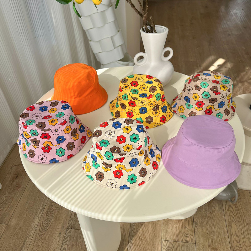 Baby Spring Νέο καπέλο λουλουδιών Χαριτωμένο λεπτό αντηλιακό καπάκι για αγόρια Καπέλο εξόδου Παιδικό βαμβακερό καπέλο ψαρά για κορίτσια Καπέλα αντηλιακού