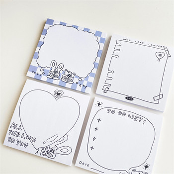 Cartoon Cute Bear Rabbit Memo Pad Ins Minimalist Style Student Notepad Office Kawaii Message Paper School Stationery 50 φύλλα
