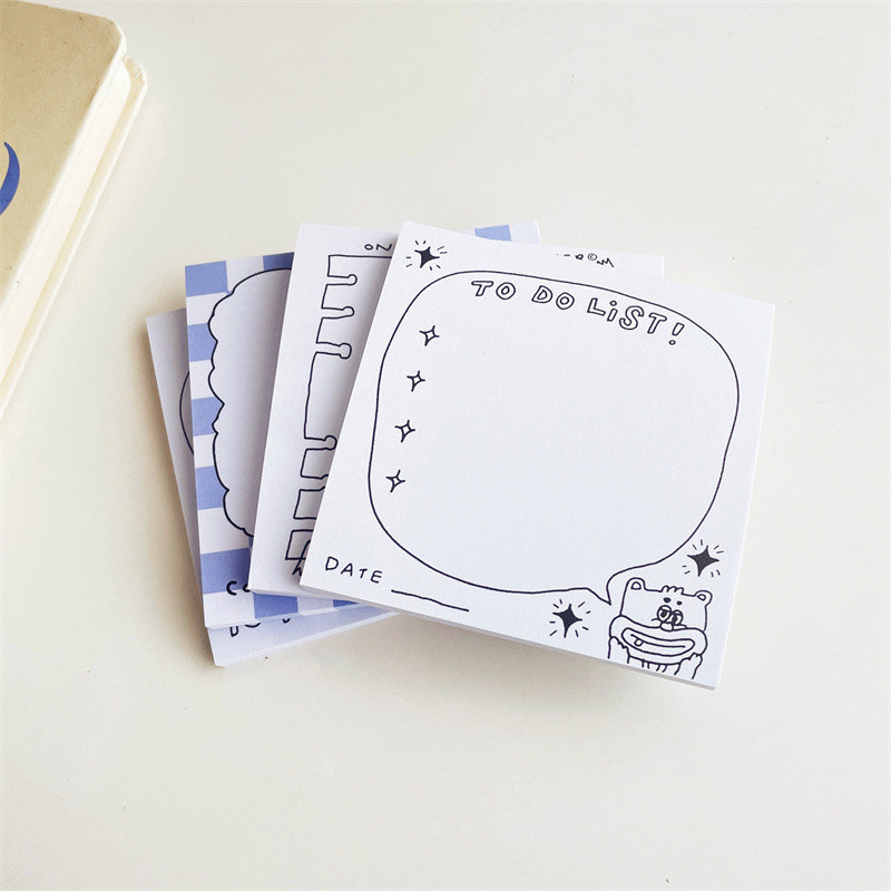 Cartoon Cute Bear Rabbit Memo Pad Ins Minimalist Style Student Notepad Office Kawaii Message Paper School Stationery 50 φύλλα