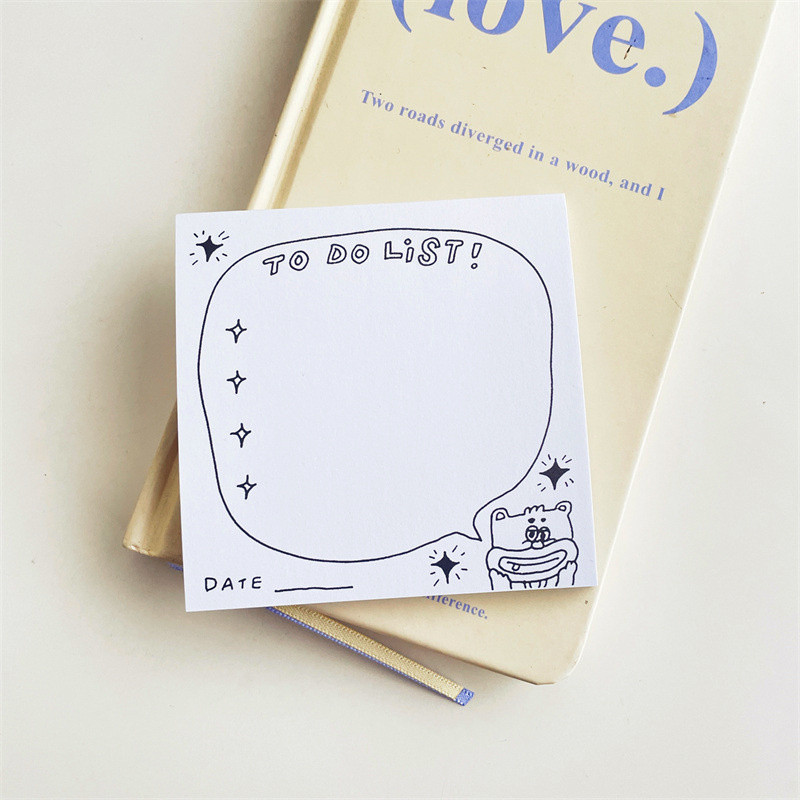 Cartoon Cute Bear Rabbit Memo Pad Ins Minimalist Style Student Notepad Office Kawaii Message Paper School Stationery 50 φύλλα