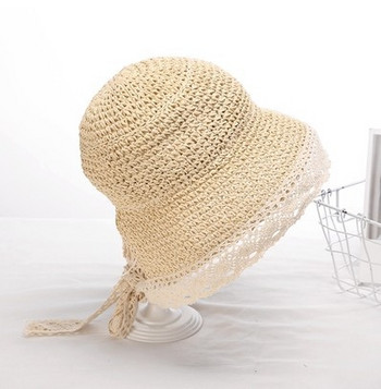 Καλοκαιρινό φθινόπωρο για κοριτσάκι Ψάθινο καπέλο ψαράκα καπέλο ηλίου Παραλία με κορδόνια γυναικεία καπέλα γονέα-παιδιού εξωτερικού χώρου