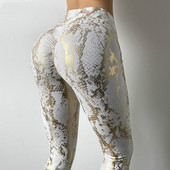 Női Magas derekú Push Up Leggings Seamless Sexy Fitness Leggings Divat Kígyómintás Leggings Jóganadrágok