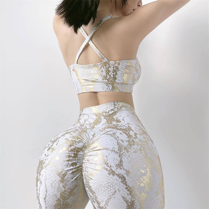 Sieviešu stulpiņi ar augstu vidukli Push Up Legingi Bezšuvju Sexy Fitness Legingi Modes Snake Print Legingi Jogas bikses