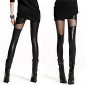 NDUCJSI Sexy Leggings Mesh Club vékony derékrész, nyári női gótikus legging női Stretch Patchwork fekete nadrág