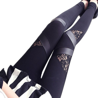 NDUCJSI Sexy Leggings Mesh Club vékony derékrész, nyári női gótikus legging női Stretch Patchwork fekete nadrág
