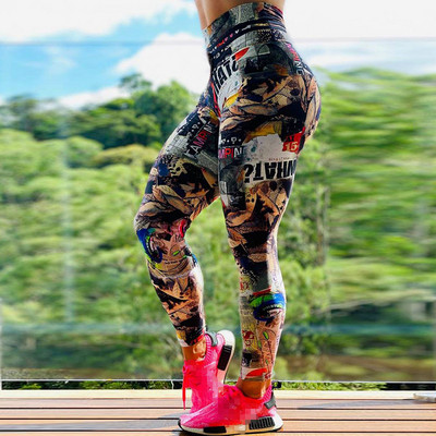 S-3XL Új érkezés Női Leggings Edzés Sport Legging Digitális Print Stretch Fitness Futónadrágok Magas derekú Push Up Leggins