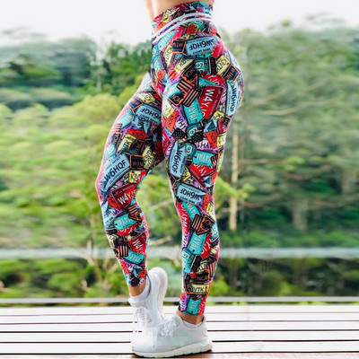 S-3XL Új érkezés Női Leggings Edzés Sport Legging Digitális Print Stretch Fitness Futónadrágok Magas derekú Push Up Leggins