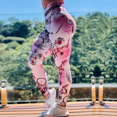 S-3XL Új érkezés Női Leggings Edzés Sport Legging Digitális Print Stretch Fitness Futónadrágok Magas derekú Push Up Leggins