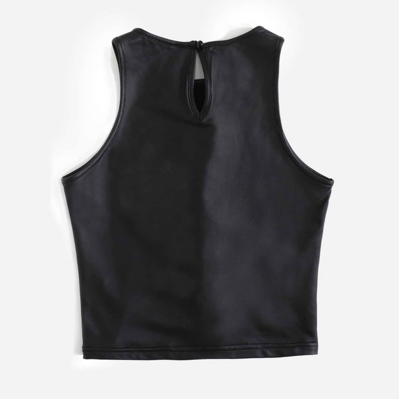 Sieviešu Y2k korsete Sexy Black Pu ādas Bustier Crop Top Mode Sieviešu siksna bez piedurknēm Camis Clubwear Summer Slim Camis P5