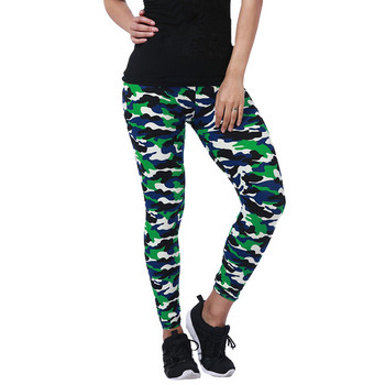 INDJXND Γυναικείο κολάν Υψηλή ελαστικότητα Skinny Camouflage Legging Army Green Jegging Fitness Leggins Gym Sport Pants Patchwork Print