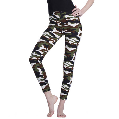 INDJXND Női Leggings Magasan Elasztikus Skinny Camouflage Legging Army Green Jegging Fitness Leggins Gym Sport Pants Patchwork Print