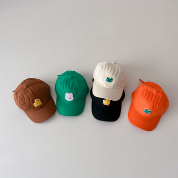 Παιδικά χαριτωμένα κινούμενα σχέδια Κέντημα Καπέλα για κορίτσια Μόδα μωρού Ευέλικτο Κουνέλι καραμέλα χρώματος καπέλα μπέιζμπολ Αγόρια εξόδου Κορυφαίο καπέλο