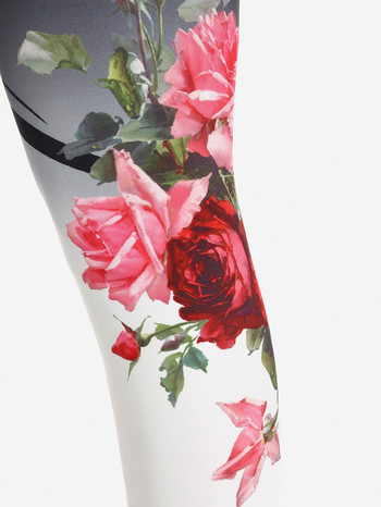 ROSEGAL S-5XL Γυναικείο στενό κολάν μόδας ψηλόμεσο τριαντάφυλλο με στάμπα Capri Jeggings Daily Running Sports Fitness Παντελόνι