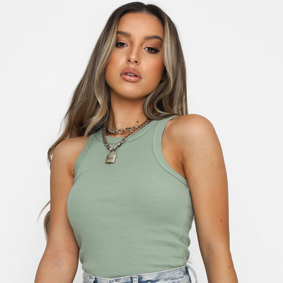 Fashion Crop Tank Top Basic fehér szexi ujjatlan kötött sztreccs rövid mellény Fűző felsők nyári ruhák alkalmi 2022 nőknek