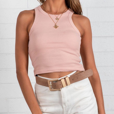 Fashion Crop Tank Top Basic fehér szexi ujjatlan kötött sztreccs rövid mellény Fűző felsők nyári ruhák alkalmi 2022 nőknek