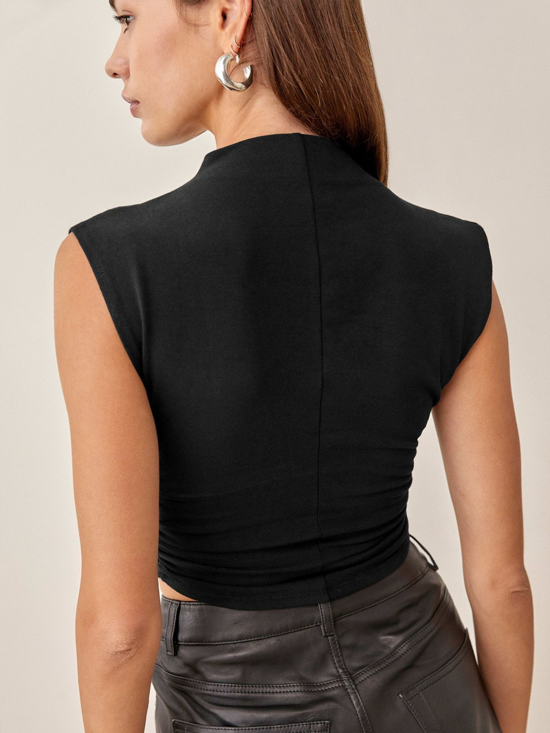 Cieti, vienkārši, plāni sieviešu topi ar pusaugstu apkakli bez piedurknēm Cammis veste Streetwear retro stila seksīgi T-krekli 2023. gada vasaras drēbes