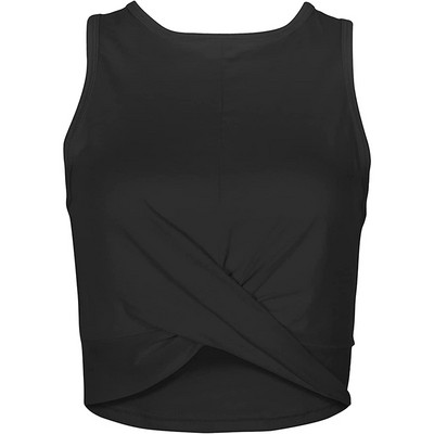 Női, alkalmi, ujjatlan, 2023-as Crewneck Active tanks felsők nyári csavaros elülső edzéshez Athletic Crop tank felső, forró rózsaszín Camis G1148