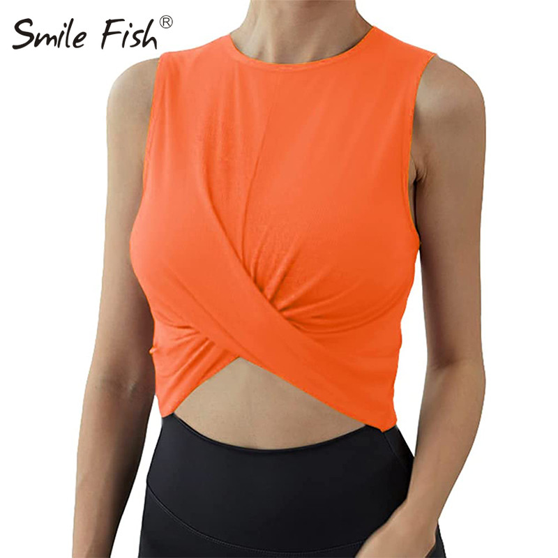 Sieviešu ikdiena bez piedurknēm, 2023. gads. Crewneck Active Tanks Topi Vasaras Twist Front Workout Athletic Crop Tank Top Hot Pink Camis G1148