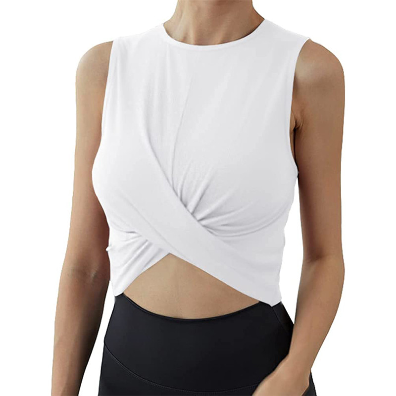 Sieviešu ikdiena bez piedurknēm, 2023. gads. Crewneck Active Tanks Topi Vasaras Twist Front Workout Athletic Crop Tank Top Hot Pink Camis G1148