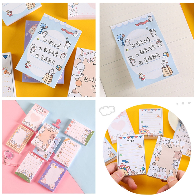 100 loksnes Kawaii multfilmu zaķa piezīmju bloks, biezs, noplēšams piezīmju bloks Jauki piezīmju grāmatiņas Skolas biroja piederumi Kancelejas piederumi