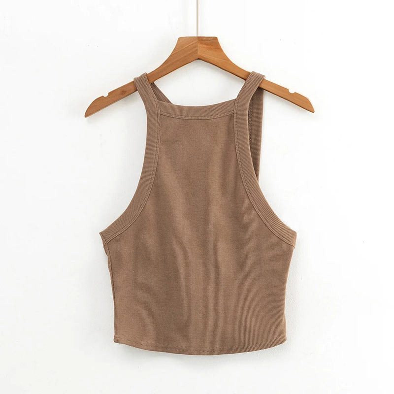 Γυναικείο ασύμμετρο φανελάκι με καμπύλη στρίφωμα