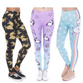 Szexi, magas derekú, alkalmi leggings Divattervezés Női Legins Egyszarvú Csillagok Nyomtatás Hangulatos derekú, rugalmas nő