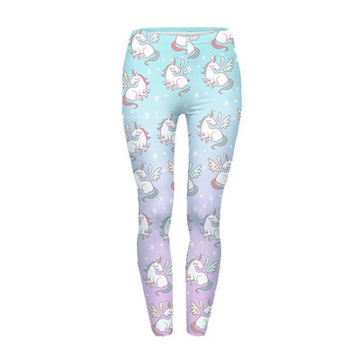 Szexi, magas derekú, alkalmi leggings Divattervezés Női Legins Egyszarvú Csillagok Nyomtatás Hangulatos derekú, rugalmas nő