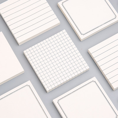 80 Sheets Grid Line Sticky Notes Самозалепващи блокове за бележки Хартиени стикери Kawaii Memo Notepad Училищни офис консумативи Канцеларски материали