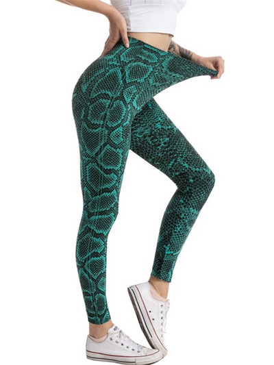 CHSDCSI női Push Up jóga nadrág Rugalmas magas derekú Kígyómintás Fitness Leggings Futóharisnya Légáteresztő nagy rugalmasság