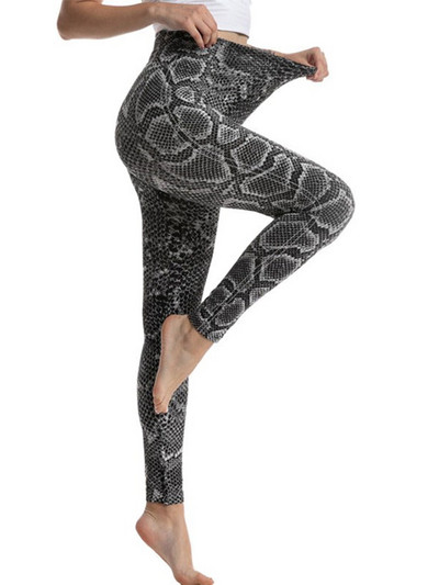 CHSDCSI női Push Up jóga nadrág Rugalmas magas derekú Kígyómintás Fitness Leggings Futóharisnya Légáteresztő nagy rugalmasság