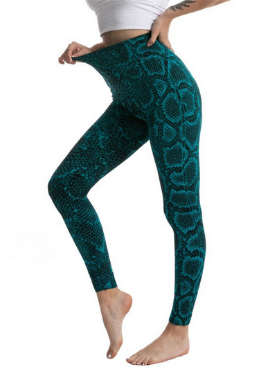 CHSDCSI női Push Up jóga nadrág Rugalmas magas derekú Kígyómintás Fitness Leggings Futóharisnya Légáteresztő nagy rugalmasság