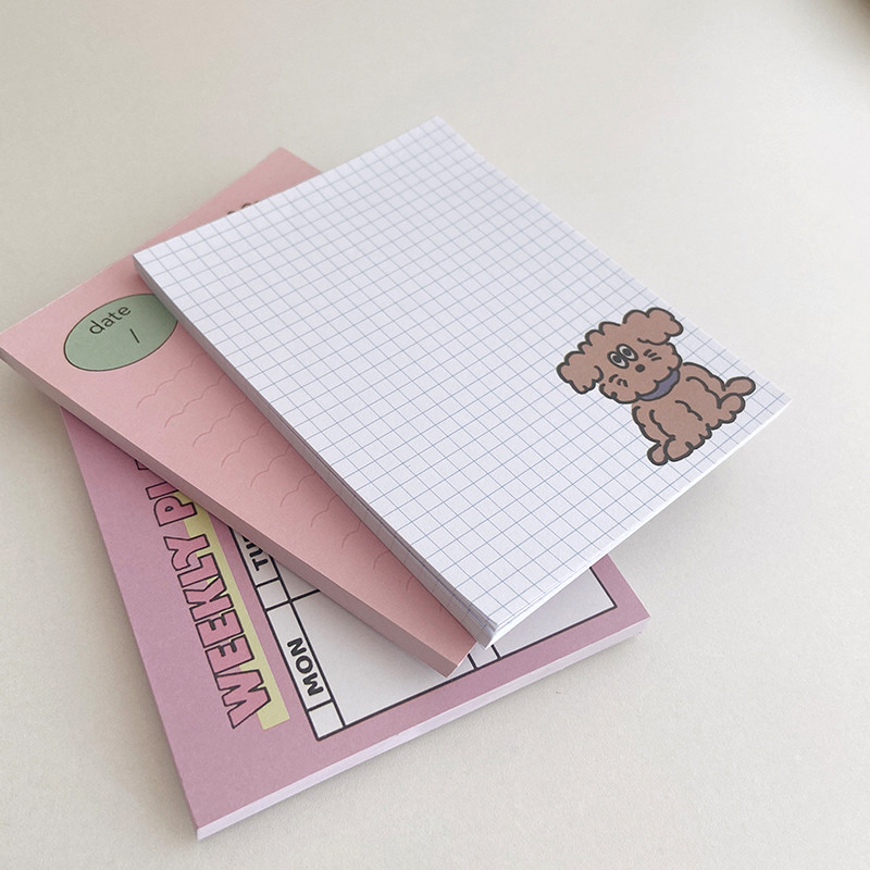 50 loksnes Kawaii Dog Iknedēļas dienas plāns Piezīmju bloks korejiešu rakstāmpiederumi N reizes, nepielīmējamas piezīmes, pārnēsājams piezīmju bloks, skolas biroja piederumi