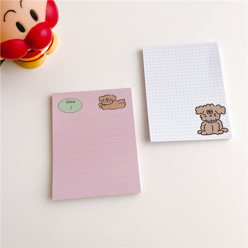 50 loksnes Kawaii Dog Iknedēļas dienas plāns Piezīmju bloks korejiešu rakstāmpiederumi N reizes, nepielīmējamas piezīmes, pārnēsājams piezīmju bloks, skolas biroja piederumi