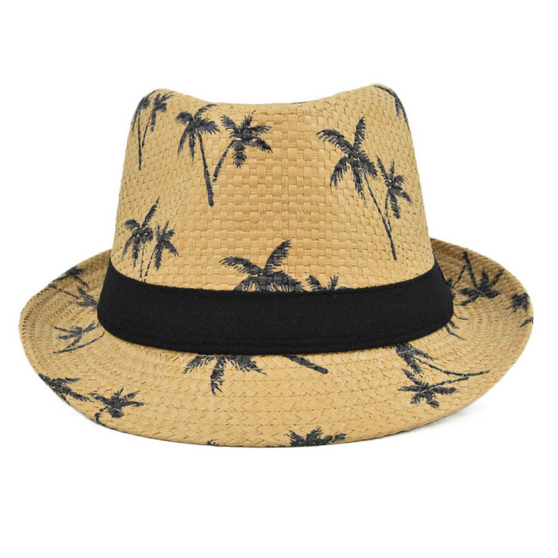 Bērniem Vasaras salmu cepure Kokosriekstu koks Bērni meitenei Zēns Aizsardzība pret sauli Pludmales cepure āra ceļojumiem Mazuļu aksesuāri