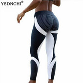 YSDNCHI Fitness Leggings Női Sport edzés Leggins Push Up Pants Print Elasztikus Vékony Fekete