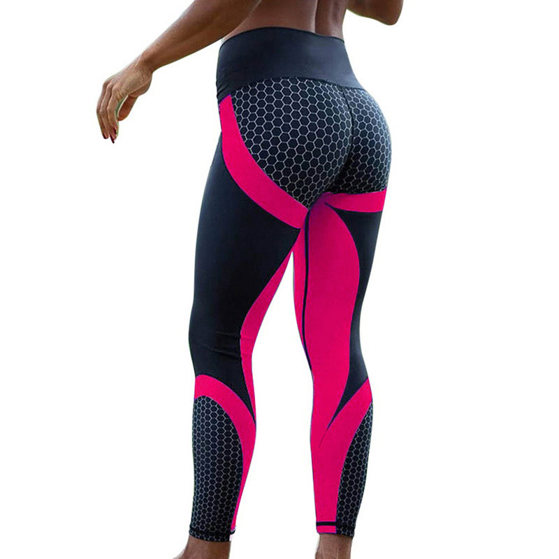 YSDNCHI Fitness Legingi Sieviešu sporta treniņi Leggins Push Up Bikses Print Elastic Slim Black