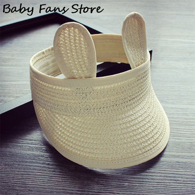 Aranyos baba napozósapka szalma baseball sapka nyúl fülek raffia panama gyerekek gyerekek nyári snapback tengerparti nyaralás Gorros állítható