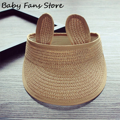 Aranyos baba napozósapka szalma baseball sapka nyúl fülek raffia panama gyerekek gyerekek nyári snapback tengerparti nyaralás Gorros állítható