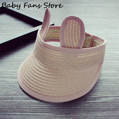 Aranyos baba napozósapka szalma baseball sapka nyúl fülek raffia panama gyerekek gyerekek nyári snapback tengerparti nyaralás Gorros állítható