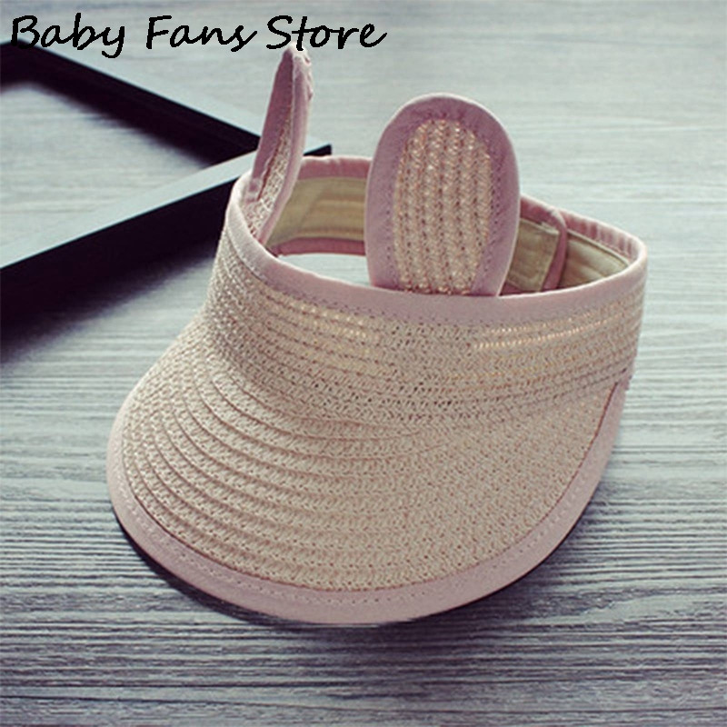 Jauka mazuļa sauļošanās cepure salmu beisbola cepure Truša ausis Rafija Panama Bērni Bērni Vasaras Snapback Beach Holiday Regulējams Gorros