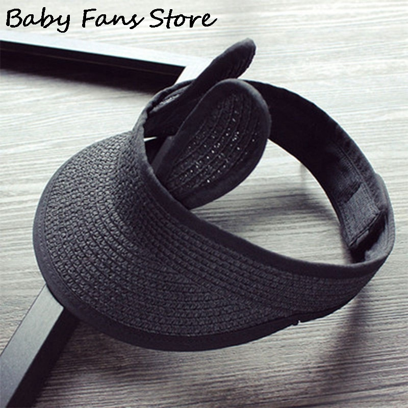 Jauka mazuļa sauļošanās cepure salmu beisbola cepure Truša ausis Rafija Panama Bērni Bērni Vasaras Snapback Beach Holiday Regulējams Gorros