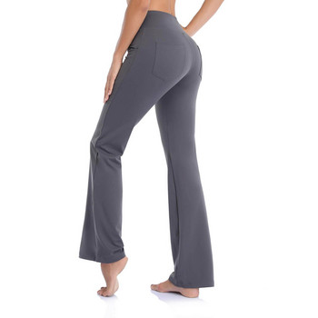 Ψηλόμεσο Flare κολάν για γυναίκες Plus μέγεθος Φαρδύ ίσιο αθλητικό παντελόνι με τσέπη για Yoga Pilates Fitness ropa mujer