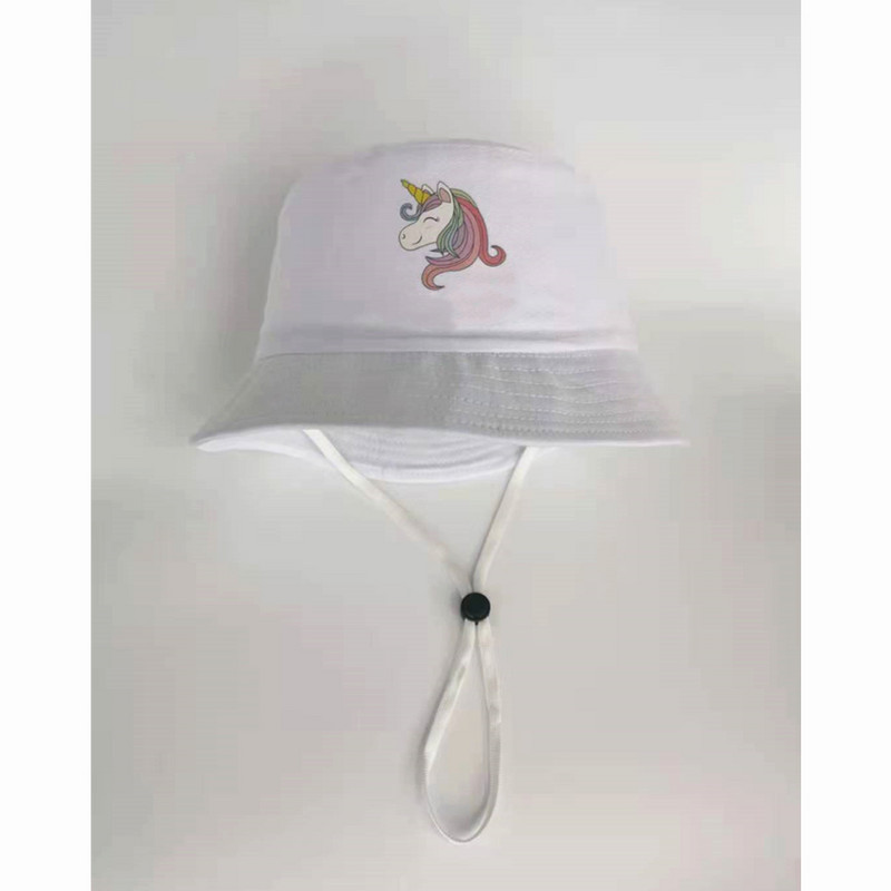 meiteņu kausa cepure vienradzis cepures cepure meitenes vasaras saule Fishman cepure cepure bērniem vēja necaurlaidīga virve māte bērniem